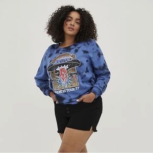 Torrid Blue Black Tie Dye Boston Premiere Tour 77 Sweatshirt Size 1 1X